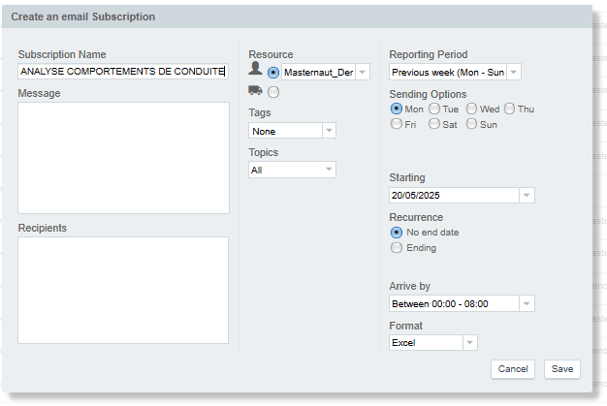 How to subscribe to a report - Screenshot 2