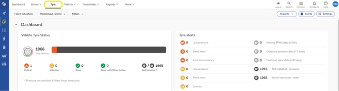 Tyre module - Access to tyre module in MyConnected Fleet 2
