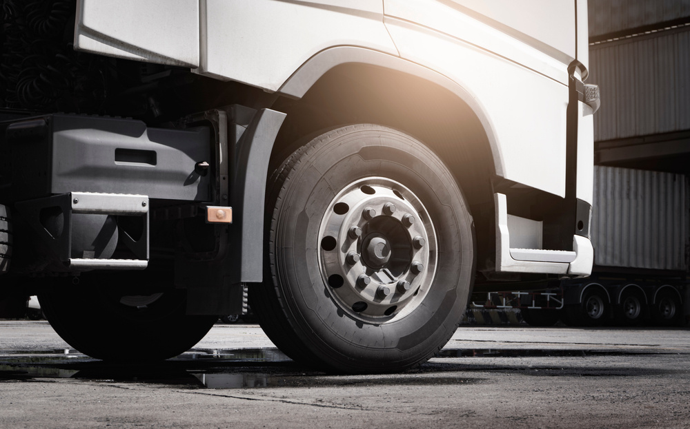 closeup of hgv tyres